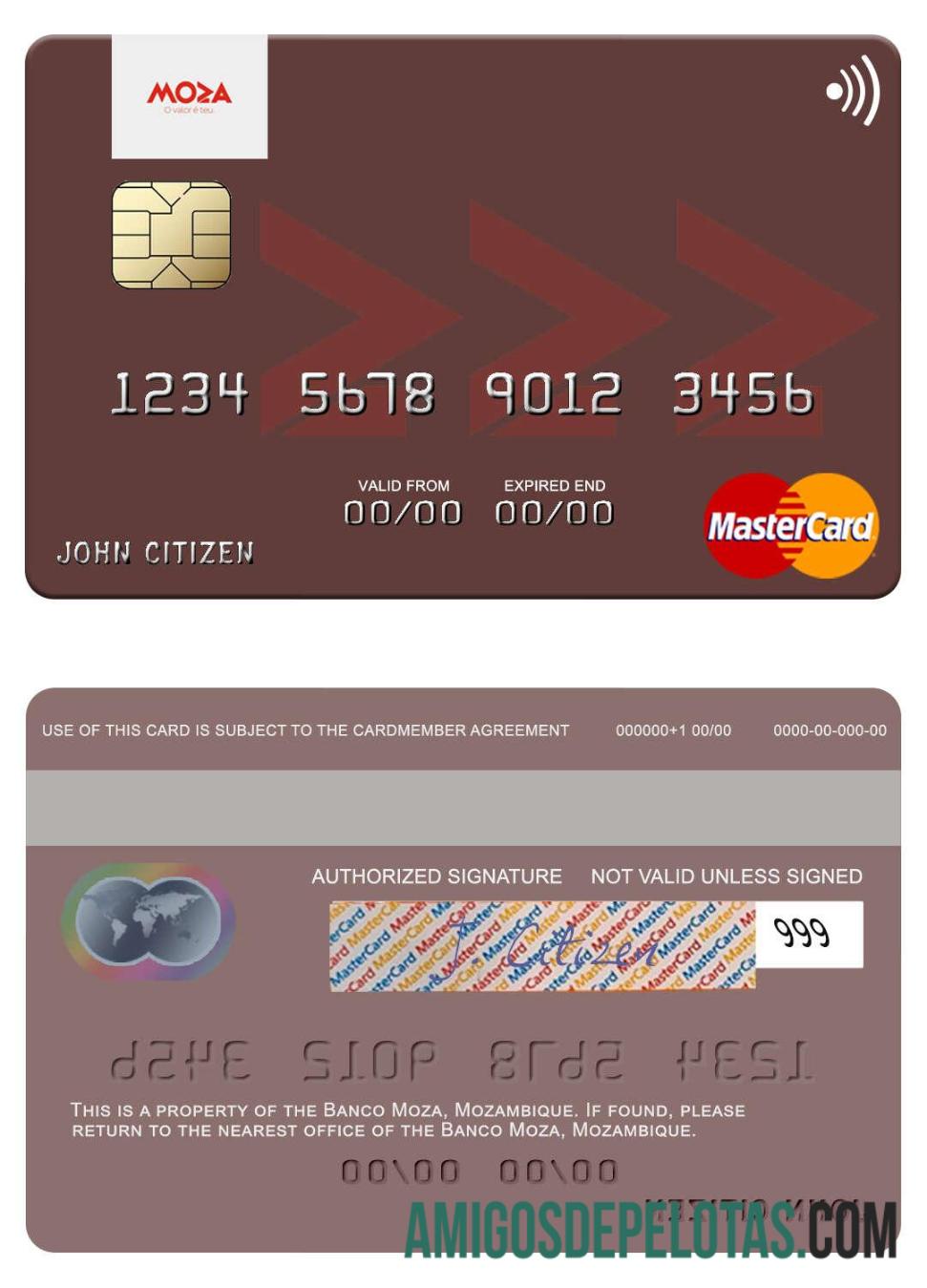 Mozambique Banco Moza Mastercard example